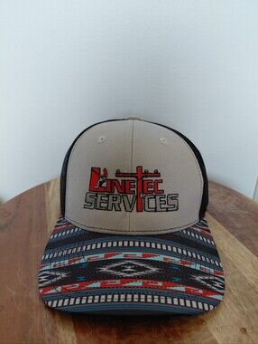 Linetec Services Company Aztec Brim Gray & Black Trucker Hat OS